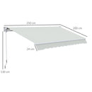 Tenda da Sole Avvolgibile a Parete 200x250 cm in Alluminio e Poliestere Crema