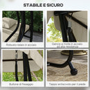 Dondolo Letto da Giardino 200x120x164 cm in Acciaio e Teslin Crema