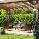 Set da Giardino con Divano 2 Posti 2 Sedie e Tavolino Basso in Rattan e Acciaio Grigio e Marrone      