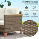 Set Salotto da Giardino Divano 2 Posti con Chaise Longue e Tavolino  in Rattan PE Crema  