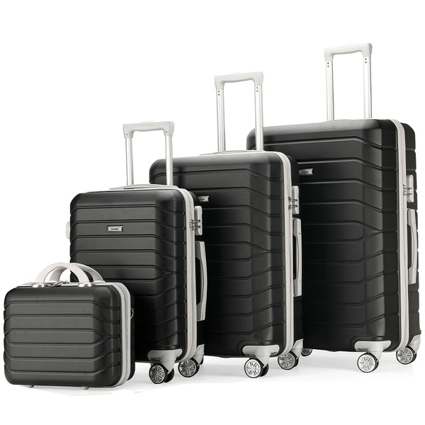 Set 4 Valigie Rigide Trolley e Beauty Case Easy Roll 4 Ruote in ABS Nero online