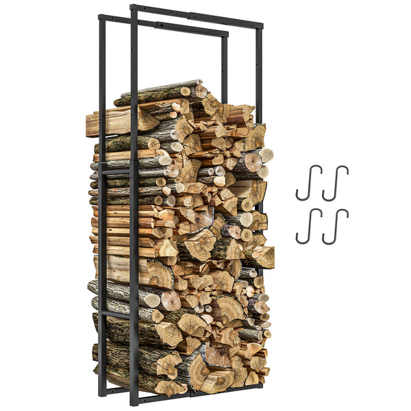 acquista Portalegna per Camino da Interno ed Esterno Regolabile 40-65x25x100-150 cm in Metallo Nero