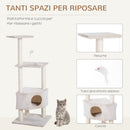 Albero Tiragraffi per Gatti 3 Livelli Crema 49x48x130 cm 