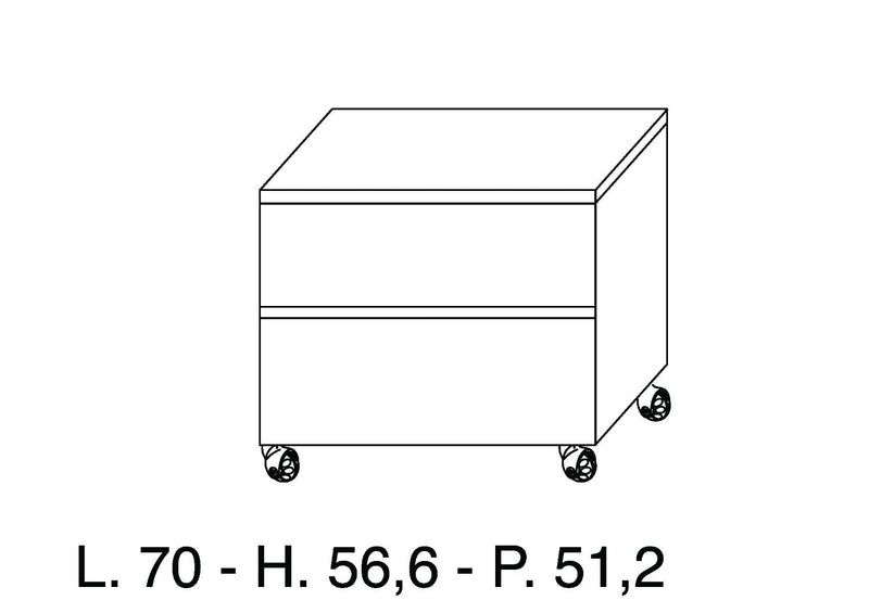 Mobile Cassettiera 2 Cassetti Soft Close in Legno in Melaminico 70x52x57cm TFT Bali Corda