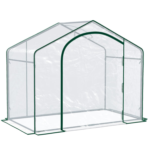 prezzo Serra da Esterno 180x100x152 cm con Ingresso a Zip e Presa d'Aria Superiore in Plastica e Acciaio Trasparente