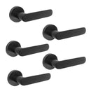 Maniglie Bunbury per Porta da Interno con Rosetta Ø50 mm Alluminio Nero 5 Sets. Emuca