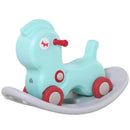 Cavallo a Dondolo 2 in 1 con Ruote e Giochi Sonori in Plastica