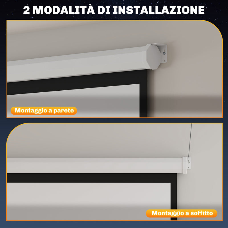 Telo Proiettore 120"" Formato 1:1 con Telecomando 236,5x8x236,5 cm Bianco 