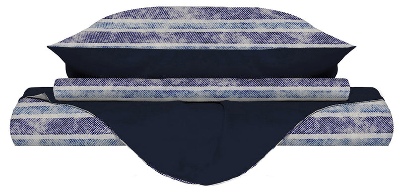 Copripiumino con Stampa sul Sacco e Federe Doubleface Jeans Stripes