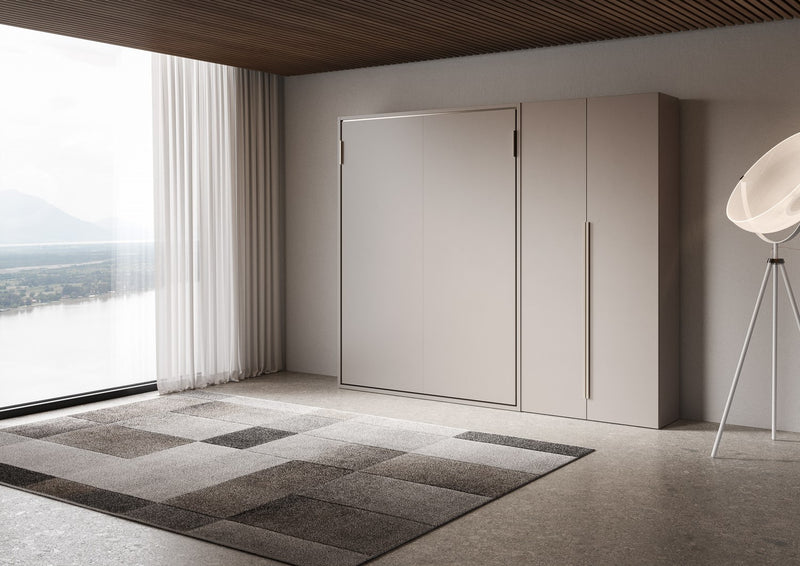 Letto Matrimoniale A Scomparsa 160 Versia Con Armadio Dx 2 Ante Argilla      