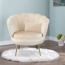 Poltrona a Conchiglia 78x73x78 cm in Velluto Vintage Piedi Oro Sofia Beige