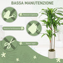 Pianta Artificiale di Dracena Alta 120 cm in PEVA  Verde e Legno con Vaso Contenitore in PP e Cemento Bianco      