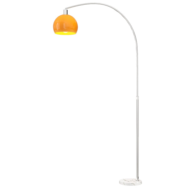 sconto Lampada da Terra ad Arco 26x90x180 cm con Interruttore a Pedale e Base in Marmo Bianco e Arancione