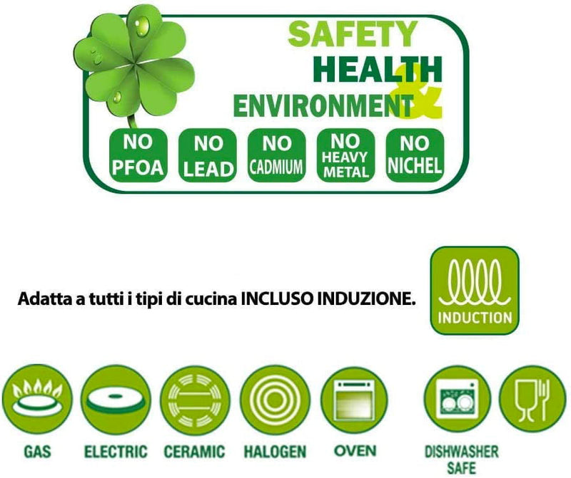 Padella Alta Ø26 cm Antiaderente Rivestimento in Ecotitan Induzione Silex Grigio