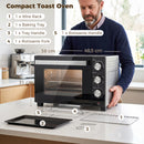 Forno Elettrico 1500 W 28 L 48,5x38x31 cm con Temperatura Regolabile Max 230° Timer 60 min Griglia e Teglia Argento      