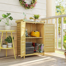Armadio da Giardino 71.5x39x95 cm con Piano in Acciaio Ripiani e Ganci in Legno      