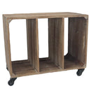 Consolle 3 Scoparti con Ruote in Legno