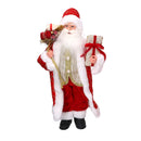 Babbo natale in tessuto rosso e oro con regali cm xh45