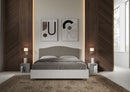 Letto Matrimoniale con Rete e Contenitore Alzata Comoda Struttura Bianco Frassico e Testata in Similpelle Grace Cappuccino Varie Misure