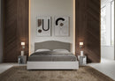 Letto Matrimoniale con Rete e Contenitore Alzata Comoda Struttura Bianco Frassico e Testata in Similpelle Grace Cappuccino Varie Misure