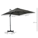 Ombrellone da Giardino Decentrato 245x245x248 cm in Alluminio Grigio