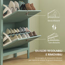 Scarpiera Slim per 14 Paia di Scarpe 80x24x95,5cm 2 Cassetti Verde   