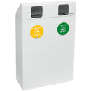 Pattumiera per Raccolta Differenziata 2 Scomparti 120 L 60x30x96 cm in Acciaio Verniciato Bianco