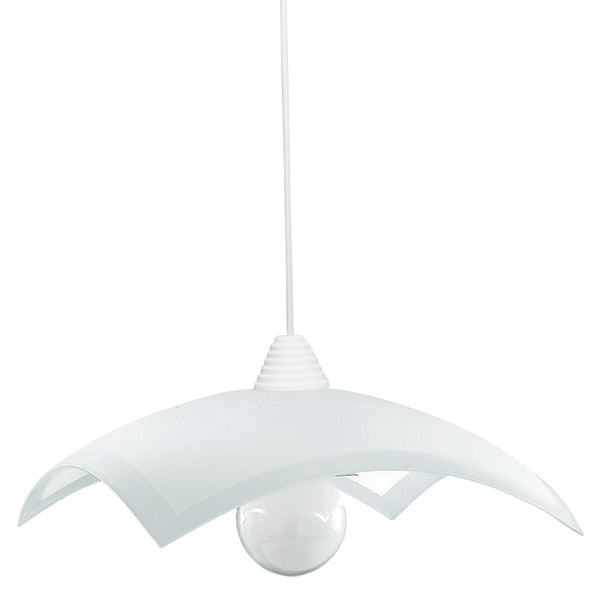 acquista Sospensione 40X40 1xE27 Montatura Bianco Vetro Lastra Bianco E-Energy Fabiana