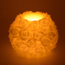 Candela led bianco con rose fontana cm Ø25xh20