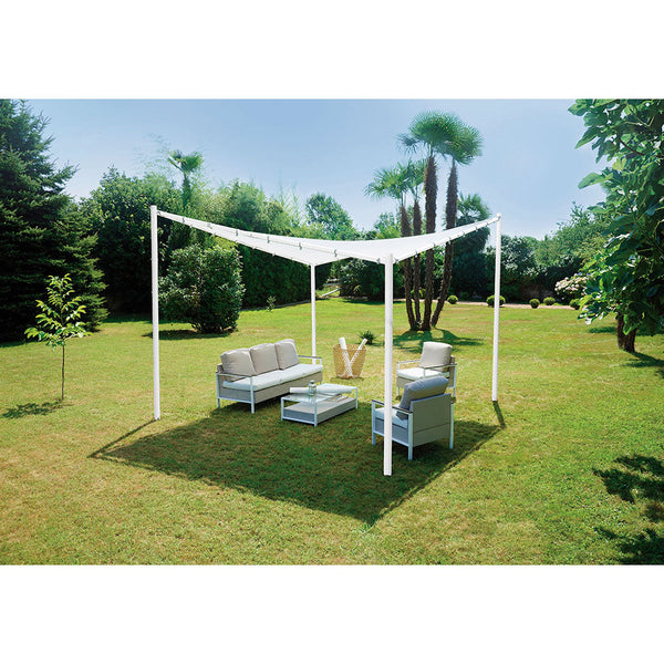 acquista Gazebo a Vela Ombreggiante da Giardino in Ferro 3,5X3,5m Vorghini Butterfly Bianca