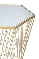Tavolino Soggiorno Lines 6 40x35x80 cm in Ferro e Specchio Oro      