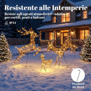Set 3 Renne di Natale Luminose da Esterno Alte 120 cm con 200 LED Bianco Caldo 8 Modalità e Timer in Metallo e Rattan PP Marrone      
