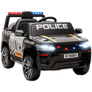 Macchina Elettrica per Bambini Polizia con Telecomando Doppio Motore 12V con Sirena e Fari Nero      