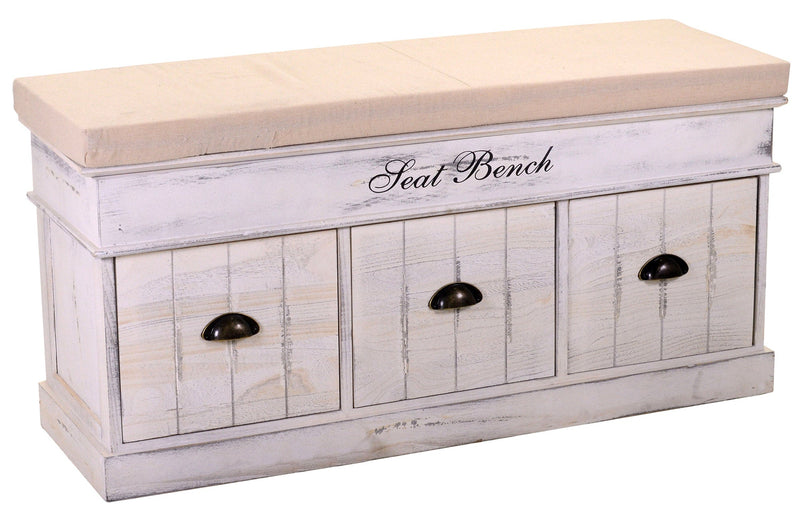 Cassapanca Baule in Legno 3 Cassetti con Cuscino