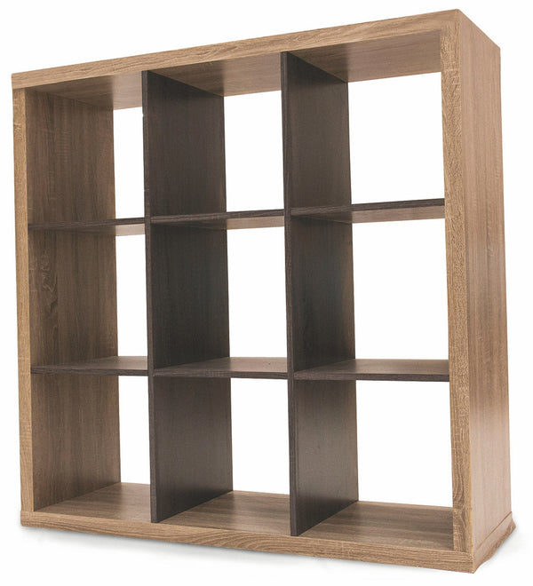 sconto Libreria 9 Ripiani 113x113x39 cm in MDF Soriani Marrone Chiaro e Scuro