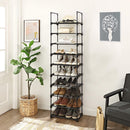 Scarpiera 10 Ripiani Modulabili 45x30x174 cm in Metallo Nera