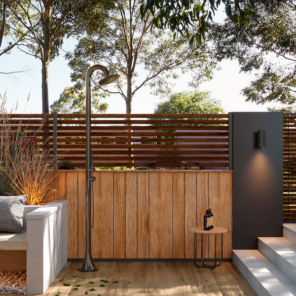 acquista Doccia da Giardino in Acciaio Inox con Doccino Flessibile Sined Luna D Acciaio Spazzolato