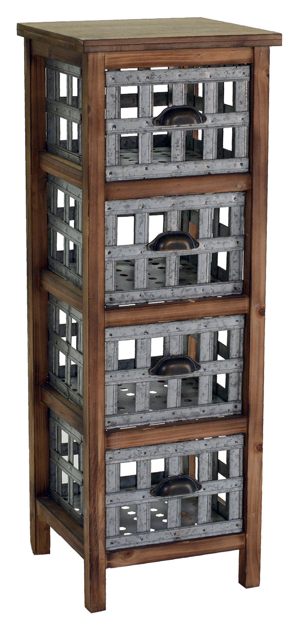 Cassettiera in Legno 4 Cassetti Marrone/Grigio acquista