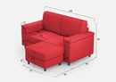 Divano 2 Posti con Pouf 168x145x85 cm Marrak in Tessuto Rosso