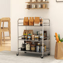 Carrello da Cucina Multiuso a 4 Livelli 60x35x77 cm con Ripiano Centrale Regolabile in Acciaio Inox   