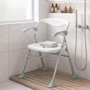 Sedia Doccia Pieghevole 51,5x61,5x63-74,5 cm con Braccioli Ribaltabili e Altezza Regolabile Portata 136 kg in Lega di Alluminio      
