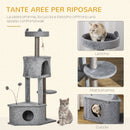 Albero Tiragraffi per Gatti 60x40x133 cm in Sisal e Peluche Grigio