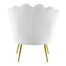 Poltrona Imbottita Schienale a Conchiglia in Velluto Piedi Oro Bianco