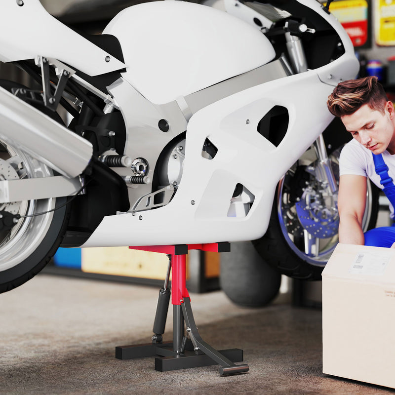 Cavalletto per Moto Capacità 150 kg Altezza Regolabile in Acciaio Rosso  