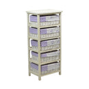 Cassettiera in Legno 5 Cassetti 40x29H90cm Lavanda