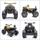 Quad per Bambini Elettrico 12V con Fari e Batteria Ricaricabile, Età 3-5 Anni, 100x65x73cm, Giallo