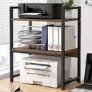 Scaffale da Scrivania Multiuso 3 Ripiani 53x35x80 cm per Stampante Ufficio in MDF Noce e Nero