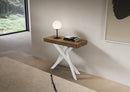 Consolle Allungabile 90-300x40x77 cm Saki Premium Noce Gambe Bianche 