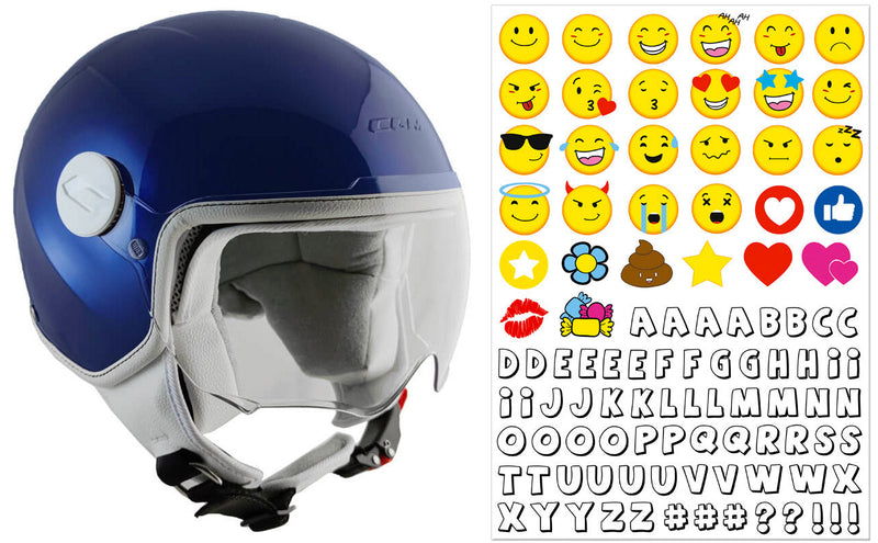Casco Demi-Jet per Bambini Visiera Sagomata CGM Magic Smile 205S Blu Metallizzato Varie Misure