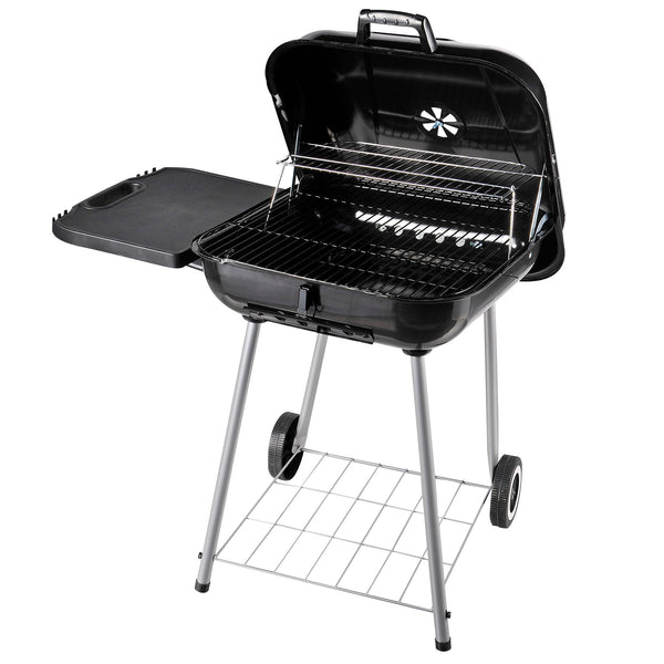 Barbecue a Carbone Carbonella con 2 Griglie Ripiano Laterale e Coperchio in Metallo Nero acquista